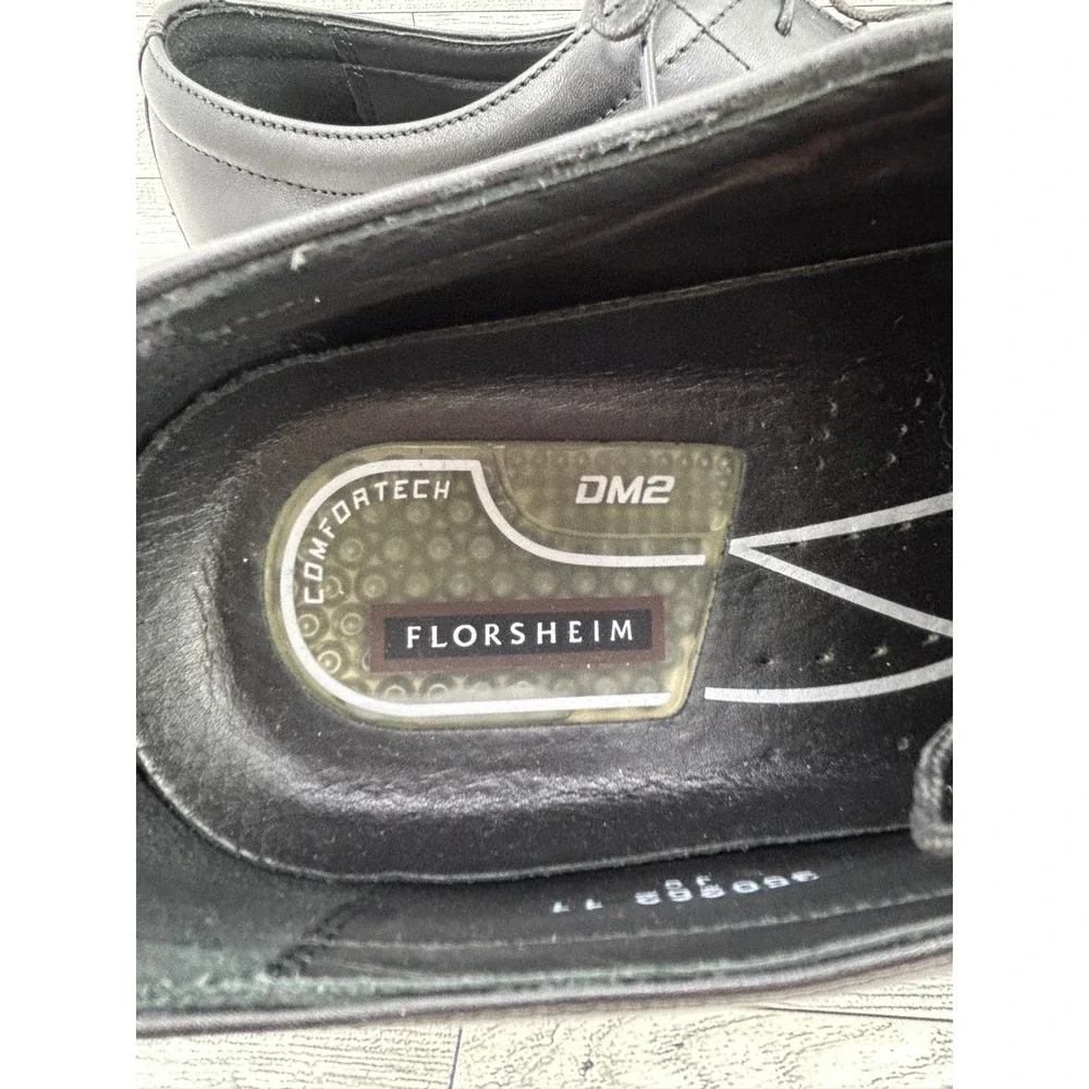 Florsheim Comfortech DM2 Men Sz 12D Black Leather Bicycle‎ Toe Oxfords 18291-01